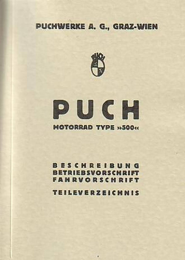 Puch 500 mit JAP-Motor Betriebsanleitung und Ersatzteilkatalog, Buchcover