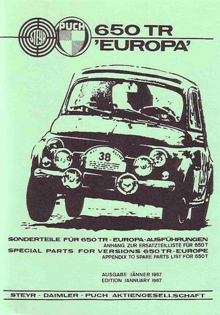 Puch 650 TR Europa, Ersatzteilkatalog für die Sonderteile dieses Modells, Buchcover