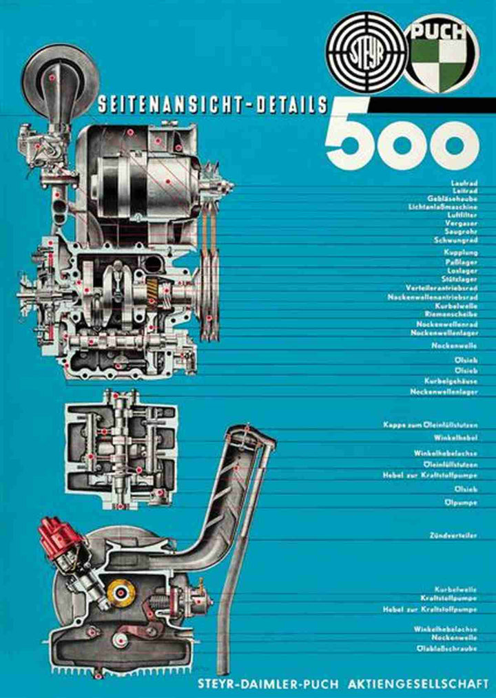 Puch 500 Motor Poster, Poster-Motiv