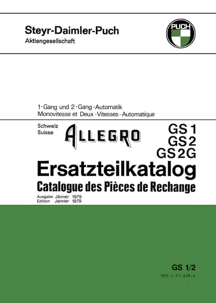 Puch Allegro GS1 GS2 GS2G Ersatzteilkatalog, Buchcover
