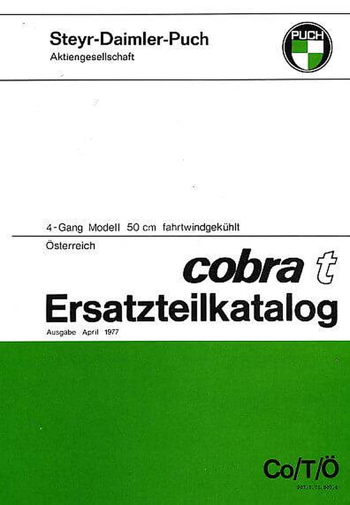 Puch Cobra T, 4-Gang, Enduromodell, Ausführung für Österreich, Ersatzteilkatalog, Buchcover