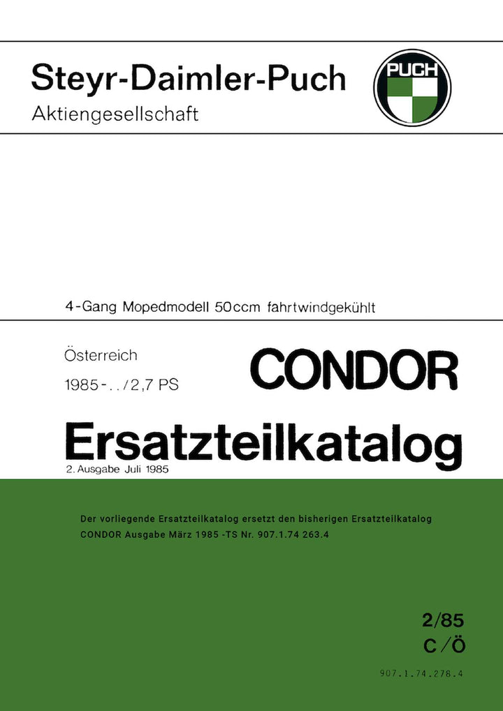 Puch Condor 2,7 PS, Ersatzteilkatalog, Buchcover