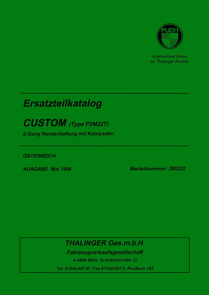 Puch Custom (P2M22T), Ersatzteilkatalog, Buchcover