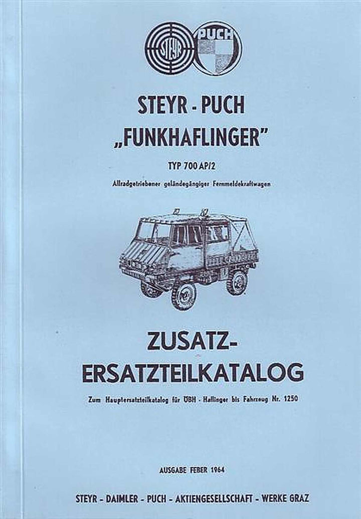 Puch Funk-Haflinger 700 AP/2, Zusatz-Ersatzteilkatalog, Buchcover
