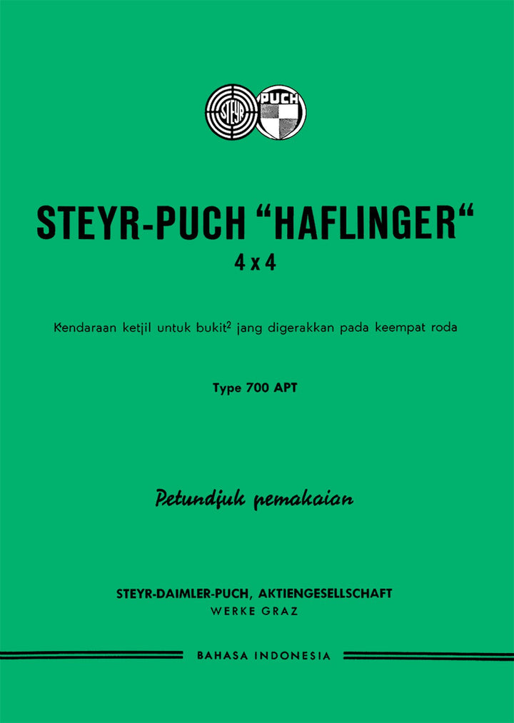 Puch Haflinger 4 x 4, Betriebsanleitung - Indonesien, Buchcover