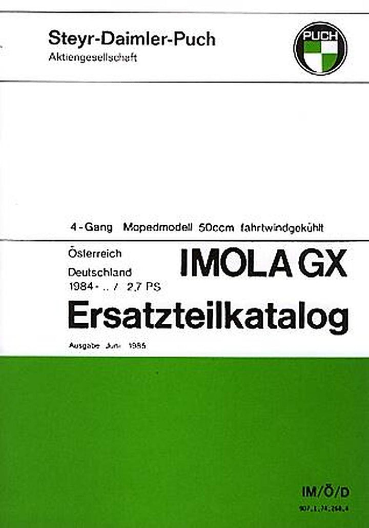 Puch Imola Standard / GX (Deutschland) Ersatzteilkatalog, Buchcover