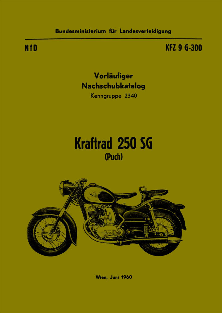Puch 250 SG Kraftrad Ersatzteilkatalog, Buchcover