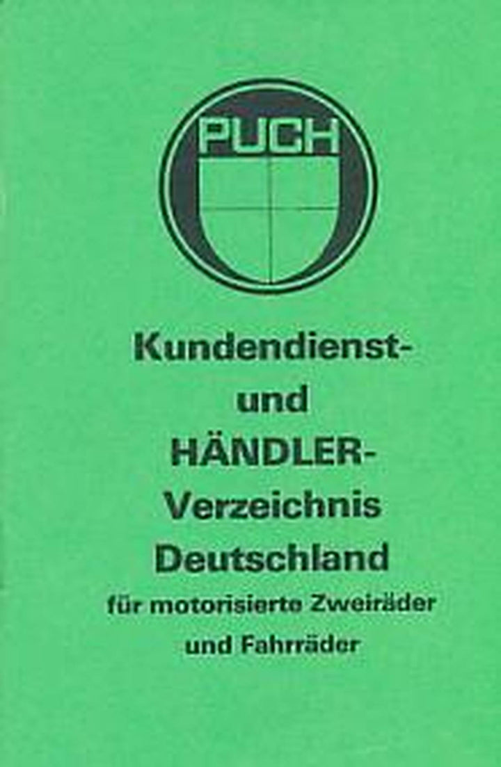Puch Kundendienst- und Händlerverzeichnis Deutschland, Buchcover