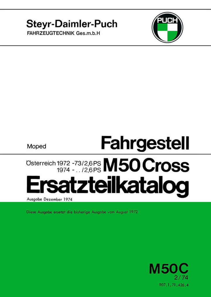 Puch M50 Cross Fahrgestell Ersatzteilkatalog, Buchcover