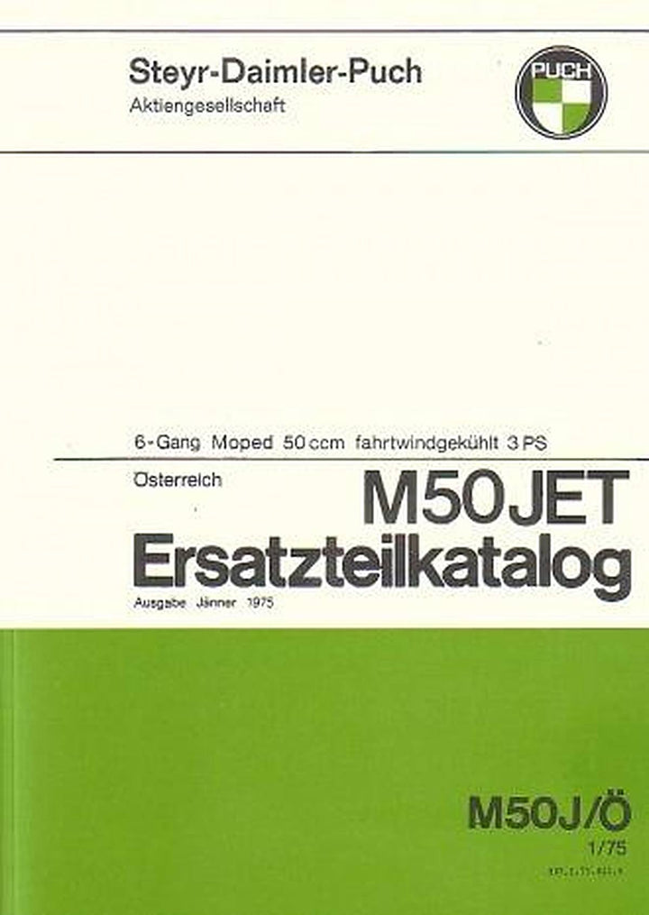 Puch M 50 Jet, 3 PS, 6-Gang, fahrtwindgekühlt, Ersatzteilkatalog, Buchcover