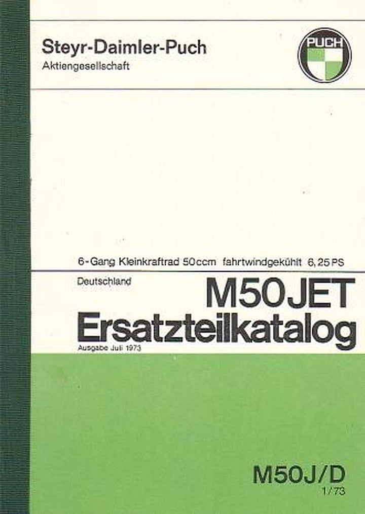 Puch M 50 Jet, Kleinkraftrad, 6,25 PS, 6-Gang, Ausführung für Deutschland, Ersatzteilkatalog, Buchcover