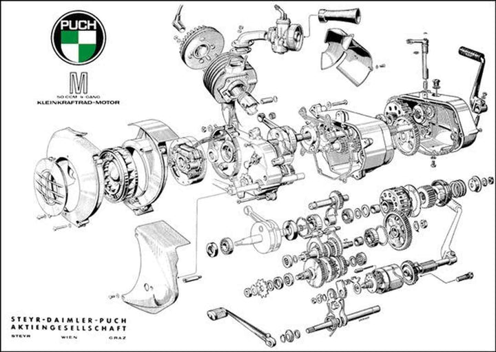 Puch M-Motor gebläsegekühl Poster, Poster-Motiv