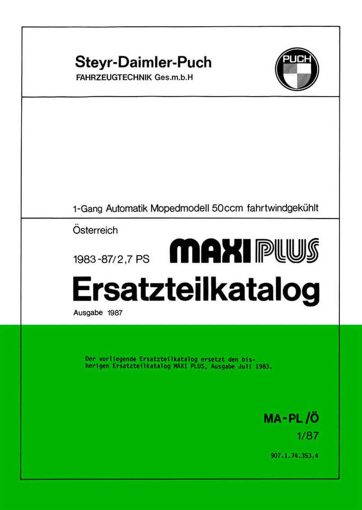 Puch Maxi Plus Ersatzteilkatalog, Buchcover