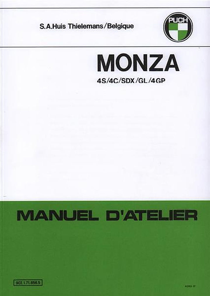 Puch Monza, 4S, 4C, SDX, GL, 4GP, 4-Gang, Manuel d´Atelier, Buchcover