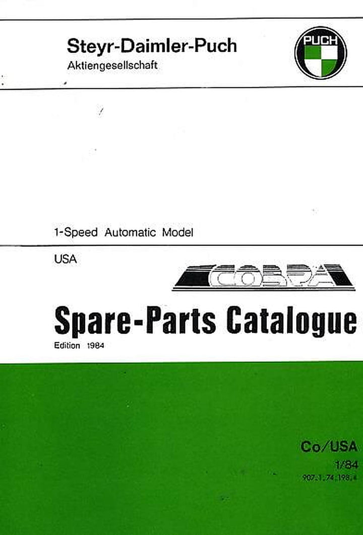 Puch Moped Cobra Spare Parts Catalogue, Buchcover