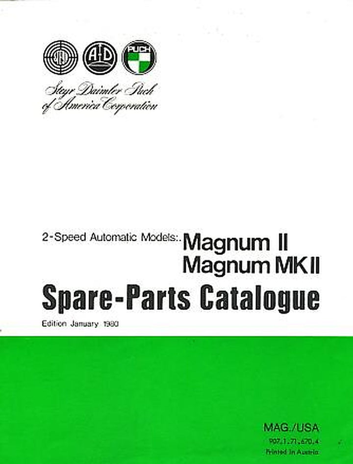 Puch Moped Magnum II, Magnum MK II, (USA), 2- speed-automatic-models, spare-parts-catalogue, Buchcover