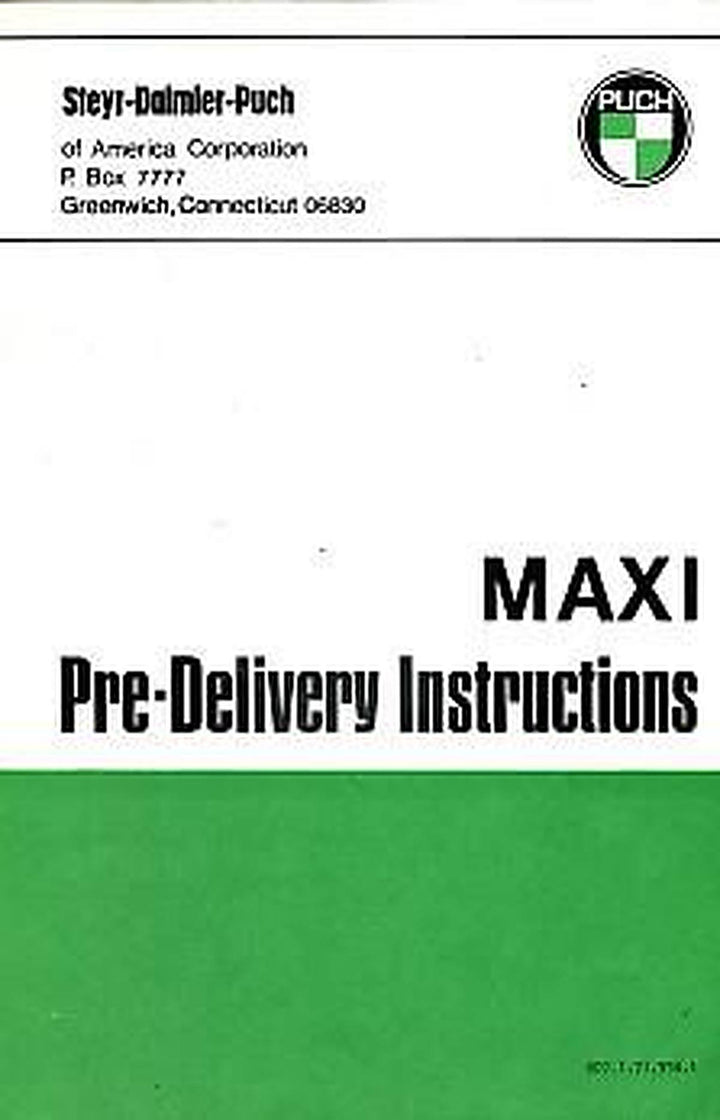 Puch Moped Maxi Pre Delivery Instruction, Buchcover