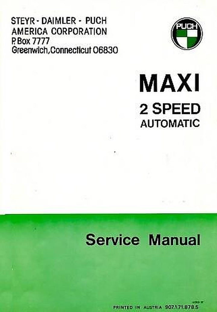 Puch Moped Maxi, (USA), 2- speed-automatic, service manual, Buchcover
