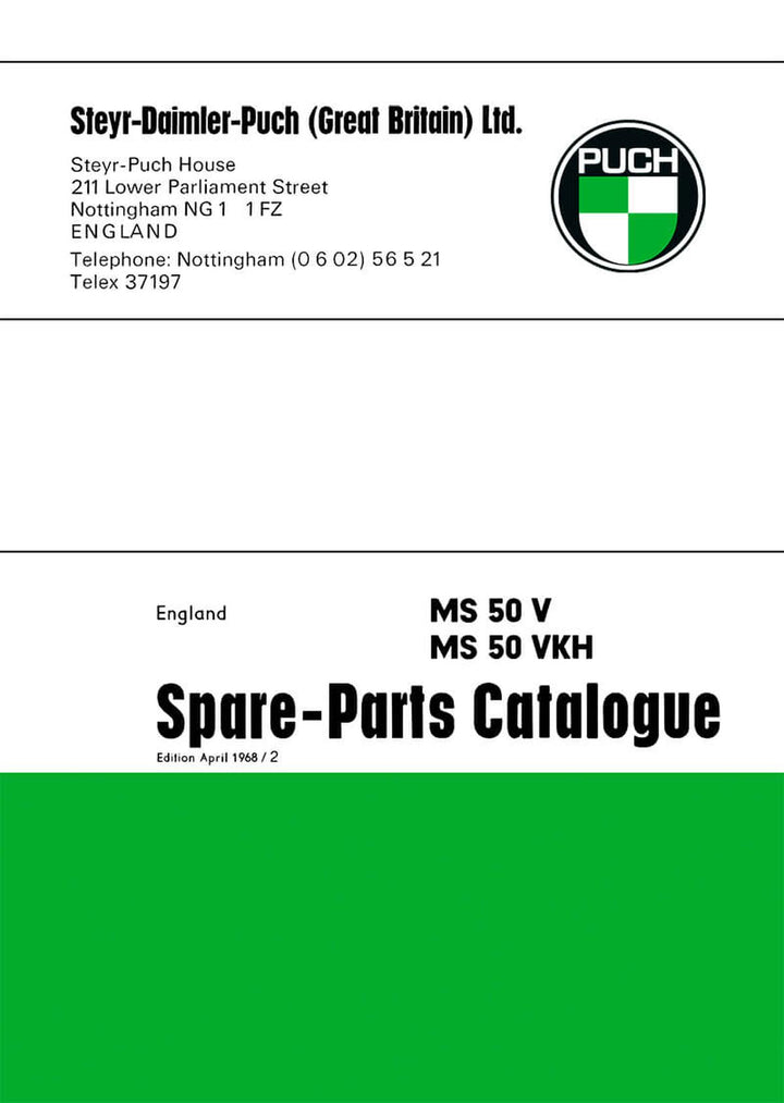 Puch Moped MS 50 V, MS 50 VKH Spare Parts Catalogue, Buchcover