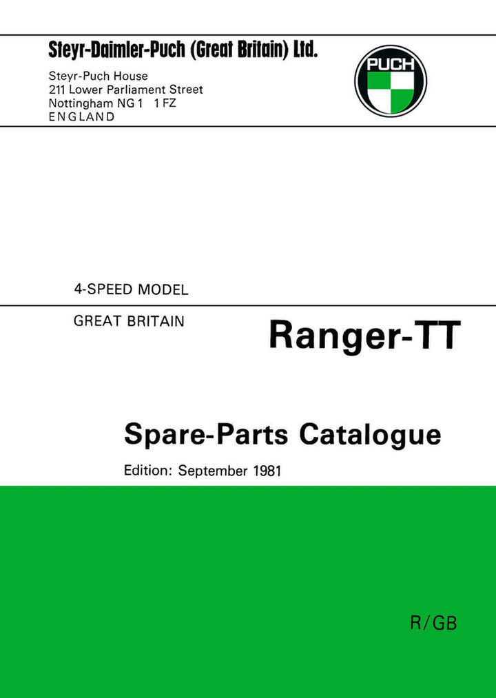 Puch Moped Ranger TT Spare-Parts-Catalog, Buchcover