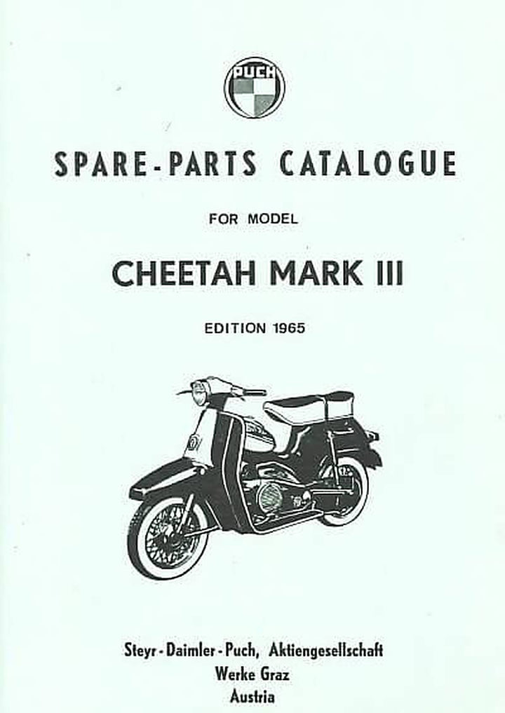 Puch Moped-Scooter, Cheetah Mark III, model DS with R-Fork, Spare-Parts-Catalog, Buchcover