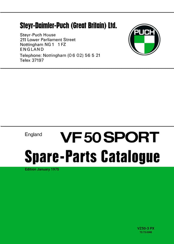 Puch VF 50 Sport Spare-Parts-Catalogue, Buchcover