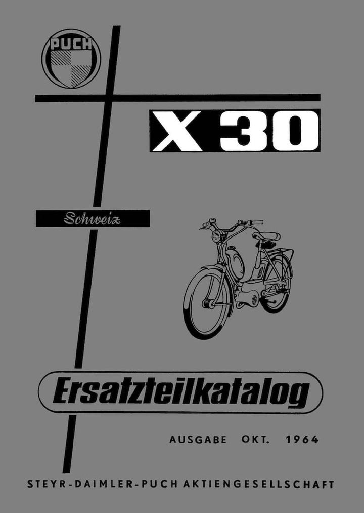 Puch X30 (Ausführung für die Schweiz) Ersatzteilkatalog, Buchcover