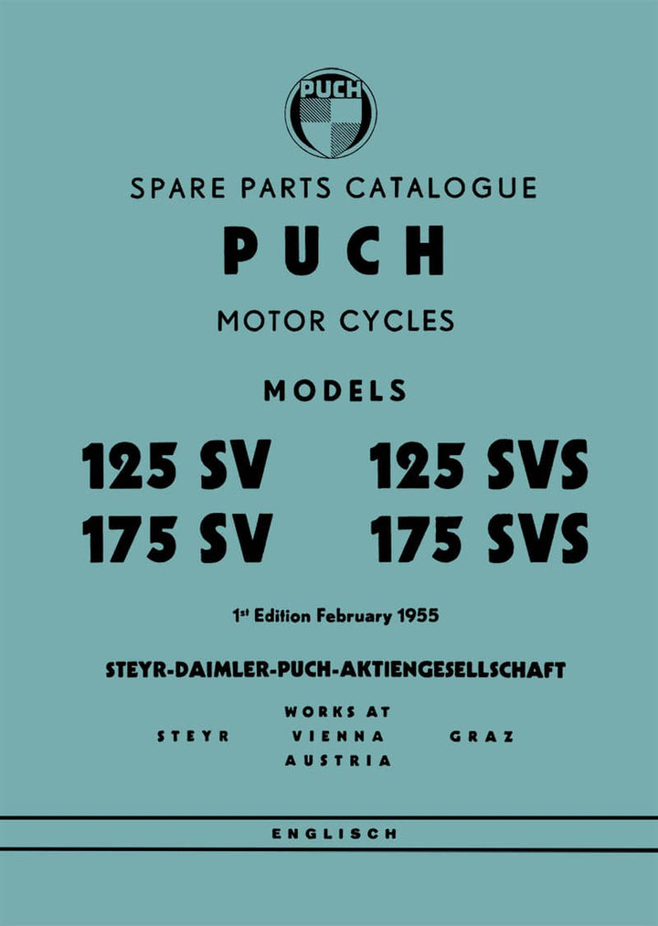 Puch Motorcycle, Models 125/175, SV/SVS, Spare-Parts-List, Buchcover