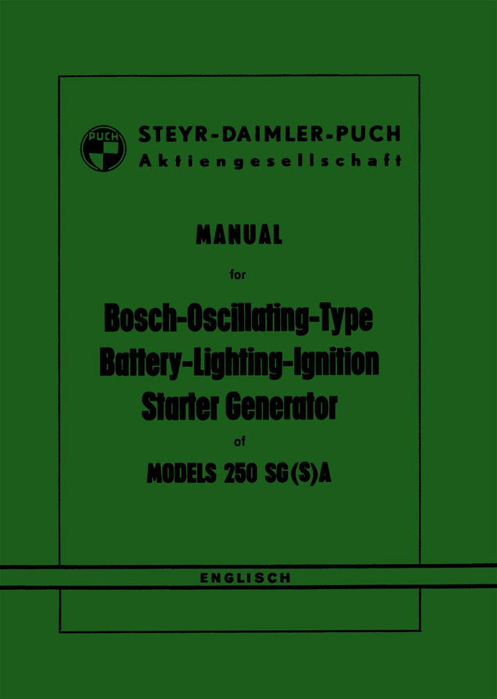 Puch 250 SGA/SGSA Manual for Battery-Lighting-Ignition, Buchcover