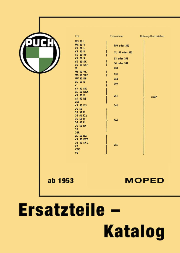 Puch MS50 VS50 MV50 DS50 DS60 Modelle Ersatzteilliste, Buchcover