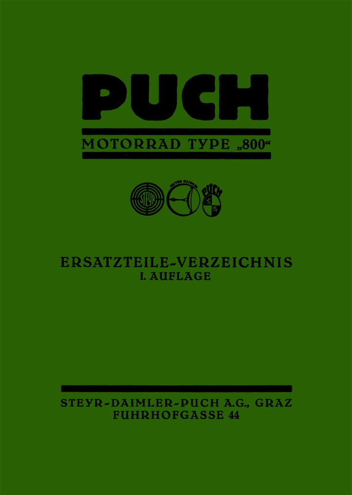Puch 800 Ersatzteilkatalog, Buchcover