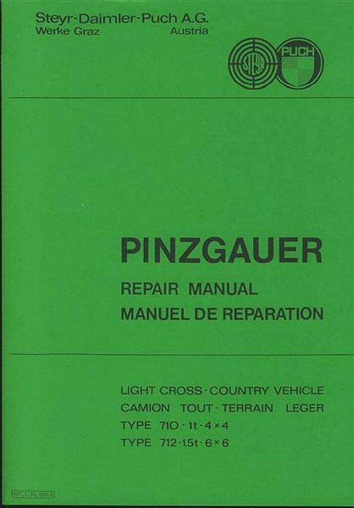 Puch Pinzgauer 710 and 712, 4x4 and 6x6, Repair Manual, Manuel de Reparation, Buchcover