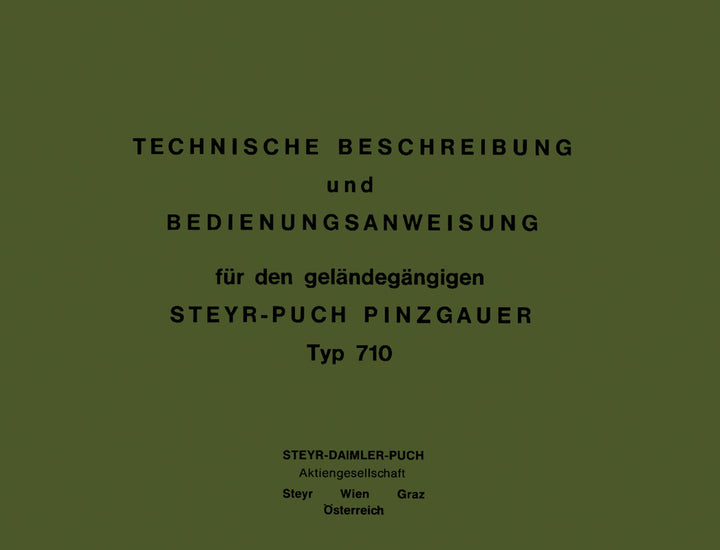 Puch Pinzgauer Typ 710, ö.Bundesheer, kurzgefasste Betriebsanleitung, Buchcover
