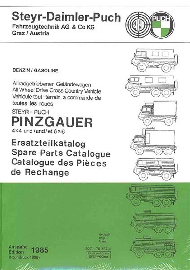Puch Pinzgauer 710 und 712, 4 x 4 und 6 x 6, Ersatzteilkatalog, spare parts catalogue, Buchcover