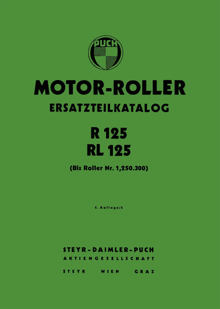 Puch Motorroller R 125 und RL 125, Ersatzteilkatalog, Buchcover