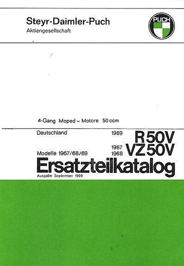Puch R 50 V, VZ 50 V Motoren, (Deutschland) Ersatzteilkatalog, Buchcover