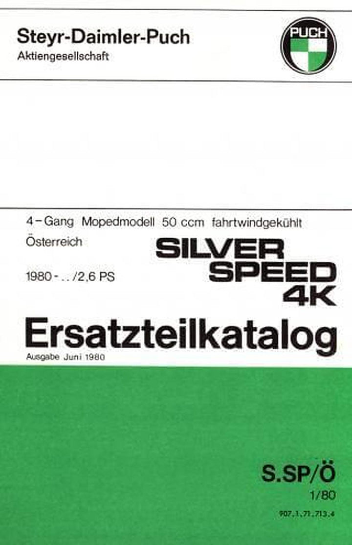 Puch Silver Speed 4K, 2,6 PS, Ersatzteilkatalog, Buchcover