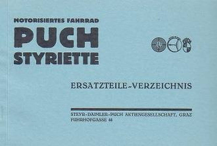 Puch Motorfahrrad Styriette, Ersatzteilkatalog, Buchcover