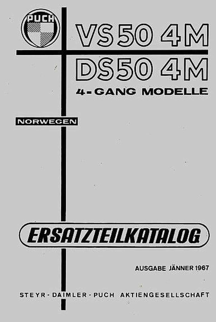 Puch VS 50 4M und DS 50 4M, 4-Gang, gebläsegekühlt, Ersatzteilkatalog, Buchcover