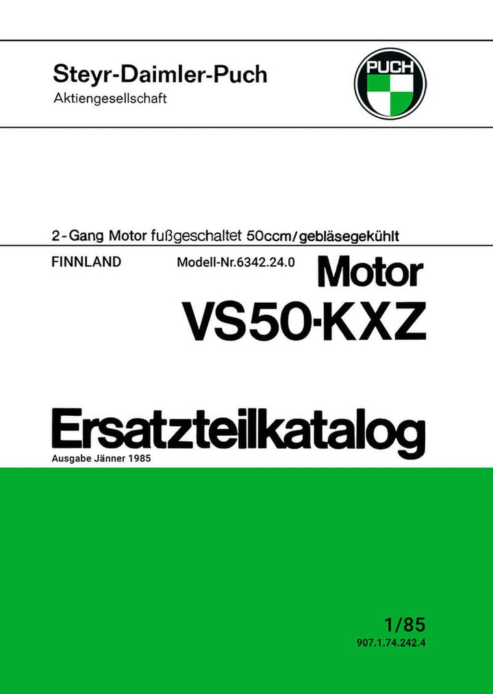 Puch VS50 KXZ (nur Motor) für Finnland Ersatzteilkatalog, Buchcover