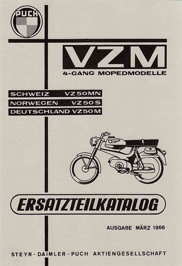 Puch VZ 50 M, S, MN (Deutschland, Schweiz, Norwegen) Ersatzteilkatalog, Buchcover
