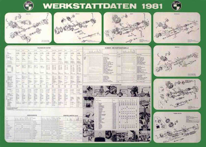 Puch Werkstattdaten 1981, Maxi, Sport MK II, DS 50, Lido, Cobra, Monza Poster, Poster-Motiv