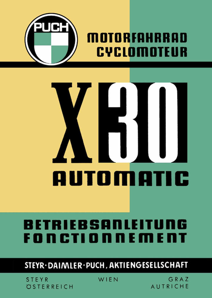 Puch X 30 Automatik Motorfahrrad, Betriebsanleitung, Buchcover