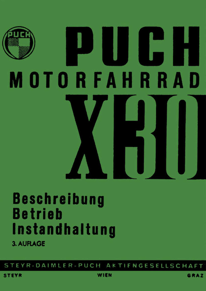 Puch X30 Ausführung für die Schweiz, Betriebsanleitung, Buchcover