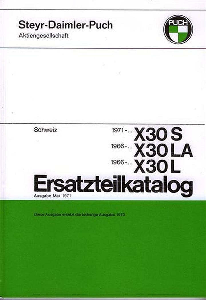 Puch X 30 S, LA, L, S-2, Ersatzteilkatalog, Buchcover