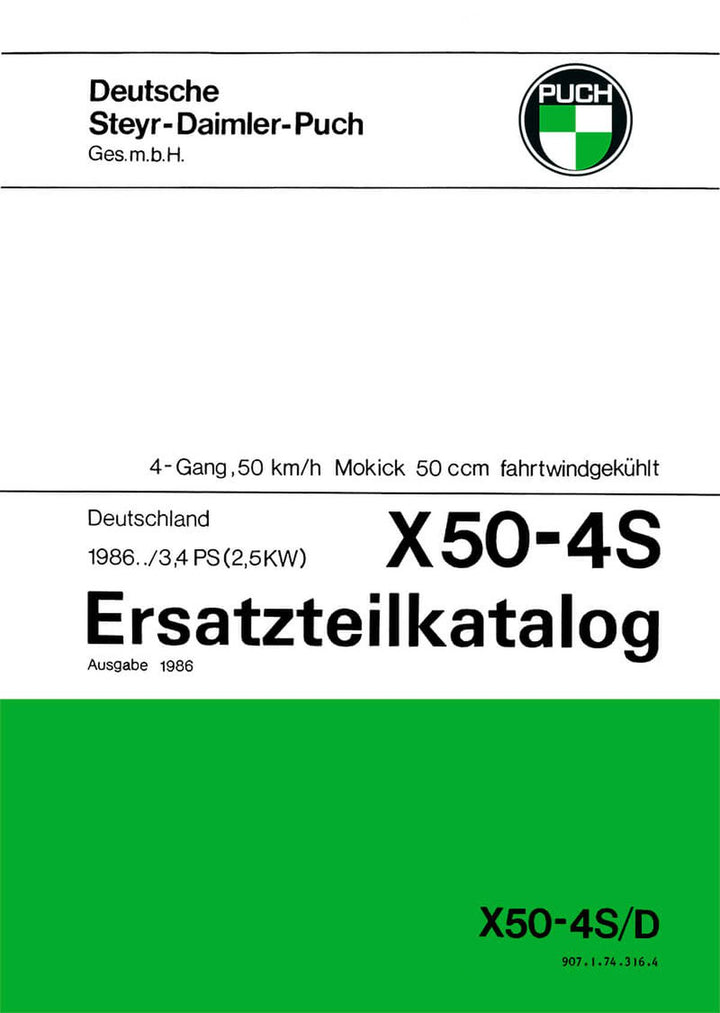 Puch X 50-4S Deutschland Ersatzteilkatalog, Buchcover