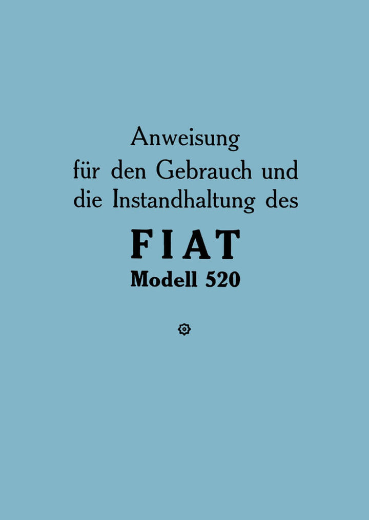 Fiat Modell 520, Betriebsanleitung, Buchcover
