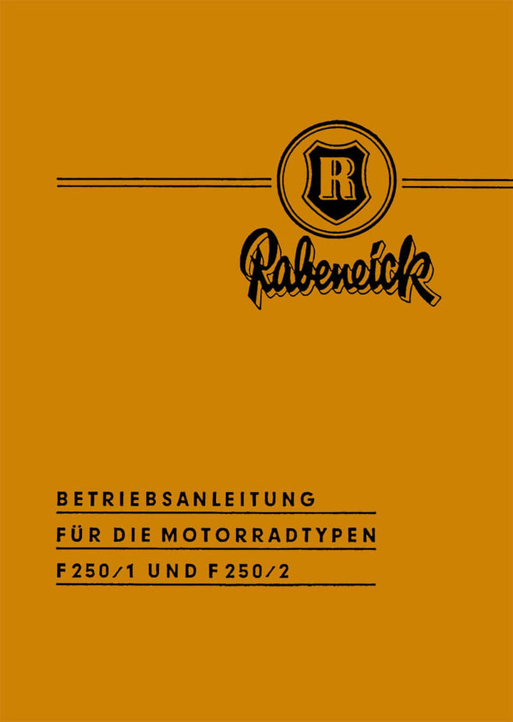 Rabeneick F250/1 und F250/2 Betriebsanleitung, Buchcover
