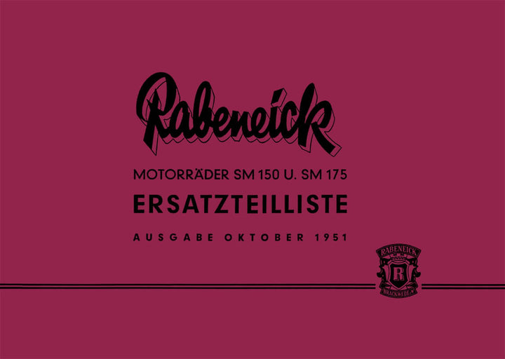 Rabeneick SM150 und SM175 Ersatzteilkatalog, Buchcover