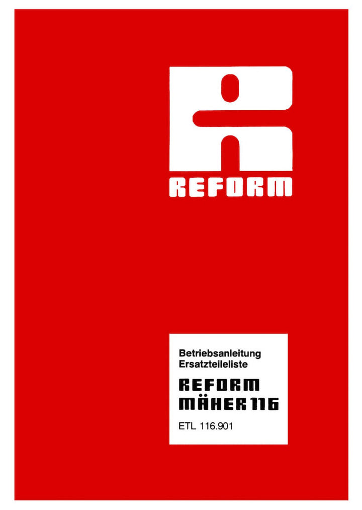 Reform RM 116 Bedienungsanleitung und Ersatzteilliste, Buchcover